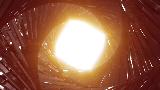 Abstract metallic shiny dark black polyhedral tunnel frame from lines of hexagonal edges, mechanical high-tech tunnel futuristic, abstract background