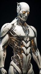 High-tech robot with energy in the form of lightning, AI