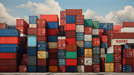 Fototapeta premium Vibrant Background of Shipping Containers, Symbolizing International Commerce