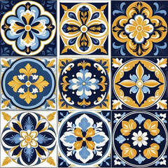 Mediterranean blue tile patterns, Portuguese tile patterns, ceramic tile pattern for kitchen, bathroom, 