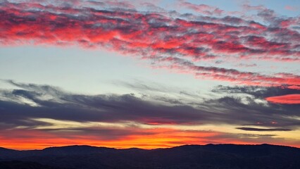 sunset over the mountains