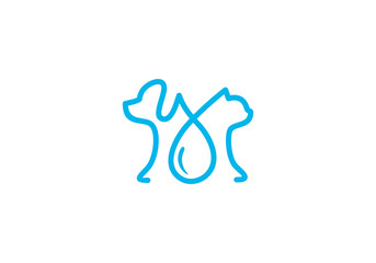dog and cat logo design. pet care white linear style concept element symbol icon template
