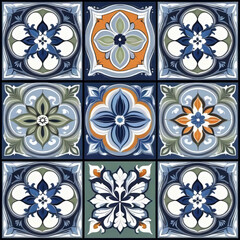 Mediterranean blue tile patterns, Portuguese tile patterns, ceramic tile pattern for kitchen, bathroom, 