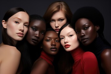 Obraz premium Stunning multi ethnic high fashion models. Diversity and inclusivity concept