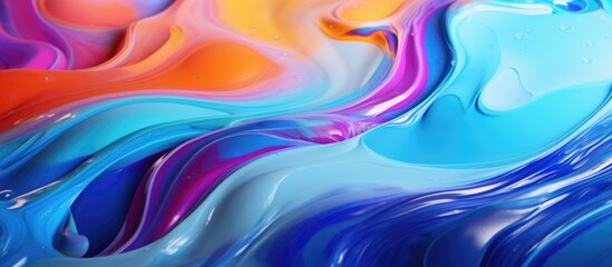 Colorful liquid with beautiful reflections. Energy of liquid, waves, world and universe, vibrant colors. Textured, abstract, realistic, concept art, illustration backdrop. - obrazy, fototapety, plakaty