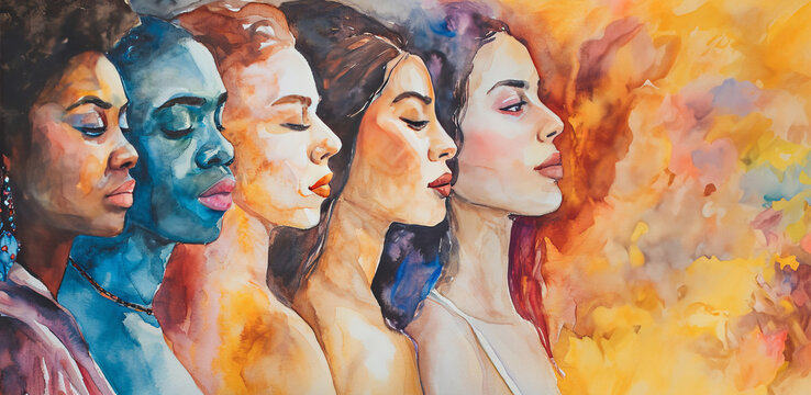 Women's History Month In Watercolor Style With Copy Space