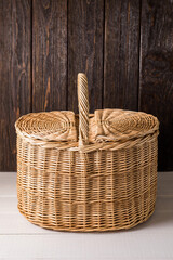 wicker basket made of willow. mushroom basket - 702999928