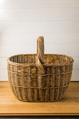 wicker basket made of willow. mushroom basket