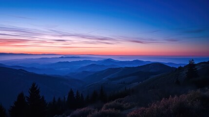 Obraz premium The beauty of the blue hour sunrise unfolds, painting the sky in shades of blue and purple, creating a tranquil and serene scene