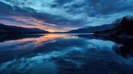 A stunning view of the sunrise at blue hour, with a serene atmosphere and the beauty of the sky painted in shades of blue and purple