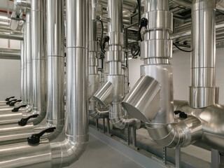 Industrial system with stainless steel ducts, forced ventilation of buildings and industrial...
