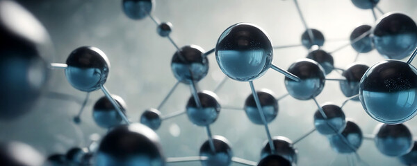 Molecule model. Science background banner - obrazy, fototapety, plakaty
