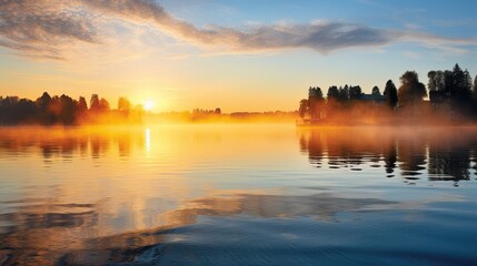 Fototapeta premium Easter morning golden sunrise embracing tranquil landscape with renewed hope and serenity