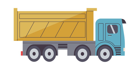 Lorry or truck with body for goods. Isolated on white background vector illustration in flat design