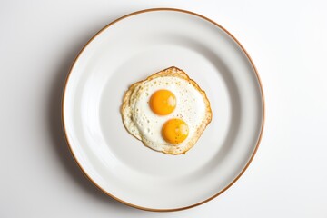 Morning Delight: A simple yet satisfying image of fried eggs on a pristine white plate against a pure white backdrop
