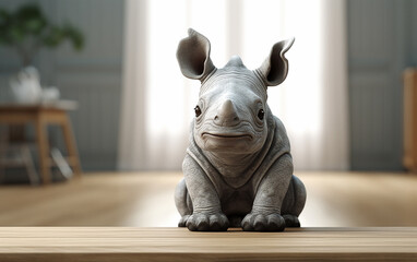 3D cute baby rhino - obrazy, fototapety, plakaty