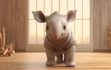Foto op Plexiglas 3D cute baby rhino © KHAIDIR