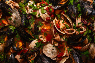 shellfish soup with tomato sauce 