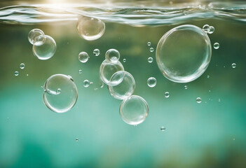 Bubbling Macro Oxygen in Water with Ecology Concept Background