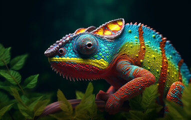 Fototapeta premium Colorful chameleon in wildlife