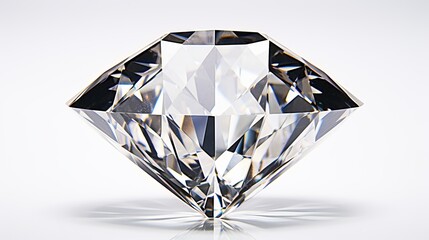 Shimmering white diamond on white background   ideal for jewelry designs and luxury concepts