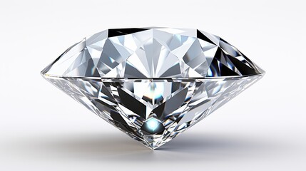 Exquisite and radiant white diamond gemstone elegantly showcased on a pristine white background