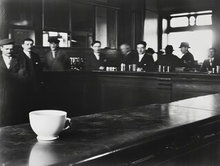 Whispers of Time: The Old Café in Monochrome
