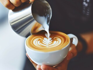 Espresso Embrace: A Heart-Shaped Milk Infusion