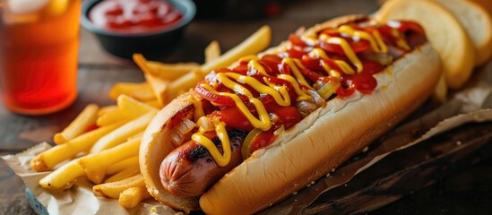 Hotdog combo with fries and soft drink