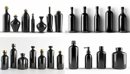 set of black bottles
