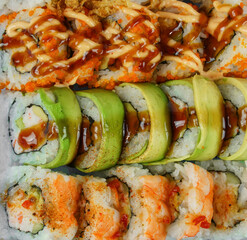 close up on fresh sushi roll 