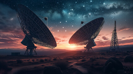 Earth-based observatory with twin radio telescopes reaching out to the cosmos's infinite wonders