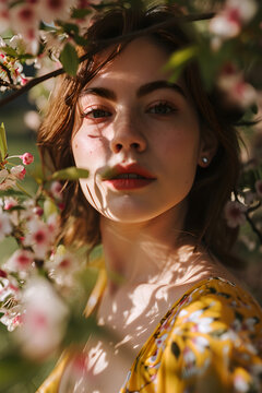 portrait of a person Spring themed close up magazine quality image