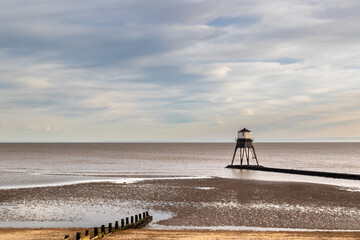 Lighthouse in the sea, Dovercourt low lighthouse at low tide built in 1863 and discontinued in 1917...