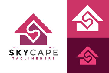 Letter S Skycape Logo design vector symbol icon illustration - obrazy, fototapety, plakaty