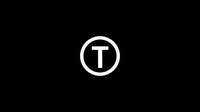 Alphabetical logo animation, Capital letter "T" in a circle.