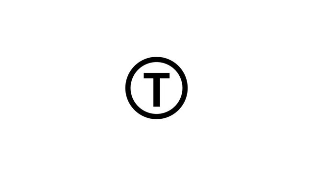 Alphabetical logo animation, Capital letter "T" in a circle.