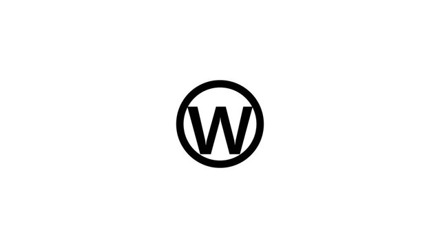 Alphabetical logo animation, Capital letter "W" in a circle.