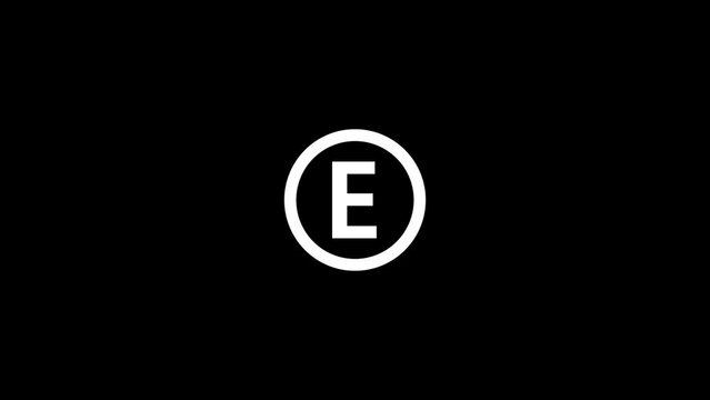Alphabetical logo animation, Capital letter "E" in a circle.