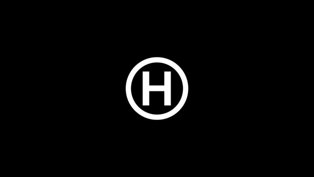 Alphabetical logo animation, Capital letter "H" in a circle.