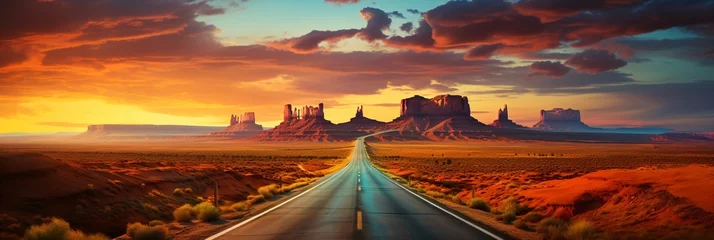 Foto op Canvas american road at sunrise time © Riverland Studio