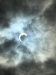 The solar eclipse October 14 2023, Salt Lake City utah, cloudy day for an eerie looking solar eclipse
