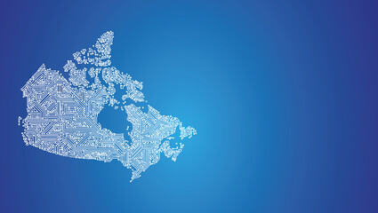 IT-Umriss des Landes Kanada auf blauem Hintergrund - obrazy, fototapety, plakaty