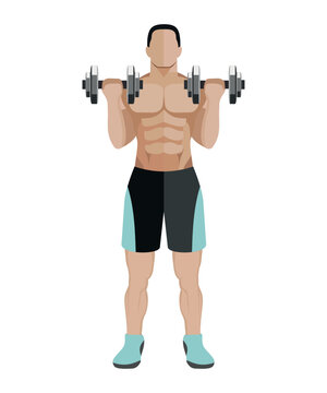 vector icon of athlete performing dumbbell press isolated on white background