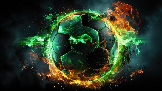 fiery soccer ball