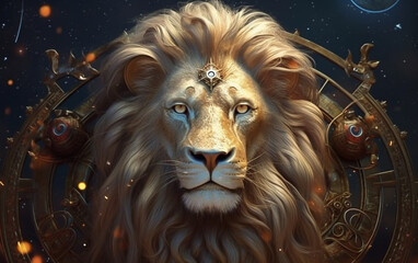 Leo zodiac symbol fantasy - obrazy, fototapety, plakaty