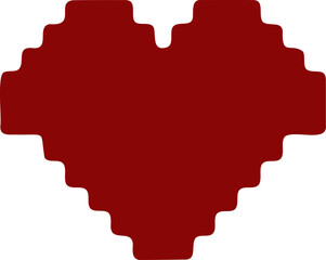 Heart silhouette pixel style vector illustration. Pixel heart Love symbol hand drawing stylized design element