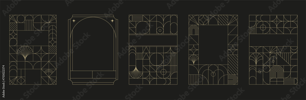 Wall mural art deco frames minimalist collection. elegant luxury borders and frames, vector templates design