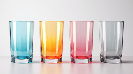 colorful glasses arranged in a row