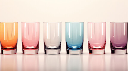 colorful glasses arranged in a row